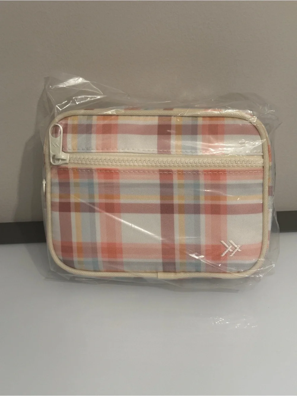 Thread Plaid Pastel Crossbody Pouch with Front Zip